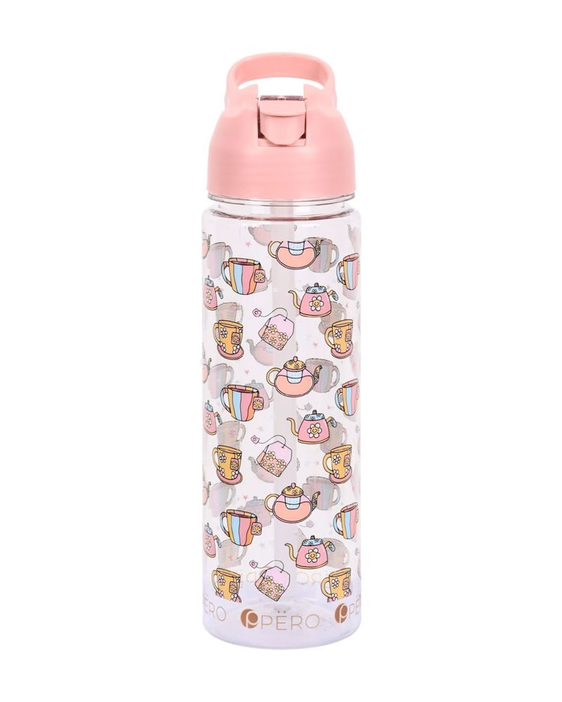 Tumbler PËRO Sora dengan tutup flip pink dan motif ilustrasi